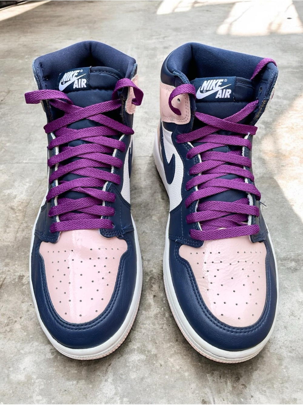 Nike Air Jordan 1 High Women’s Sneakers  Pink Navy  Size US 10 EUR 42 Authentic - Picture 4 of 8
